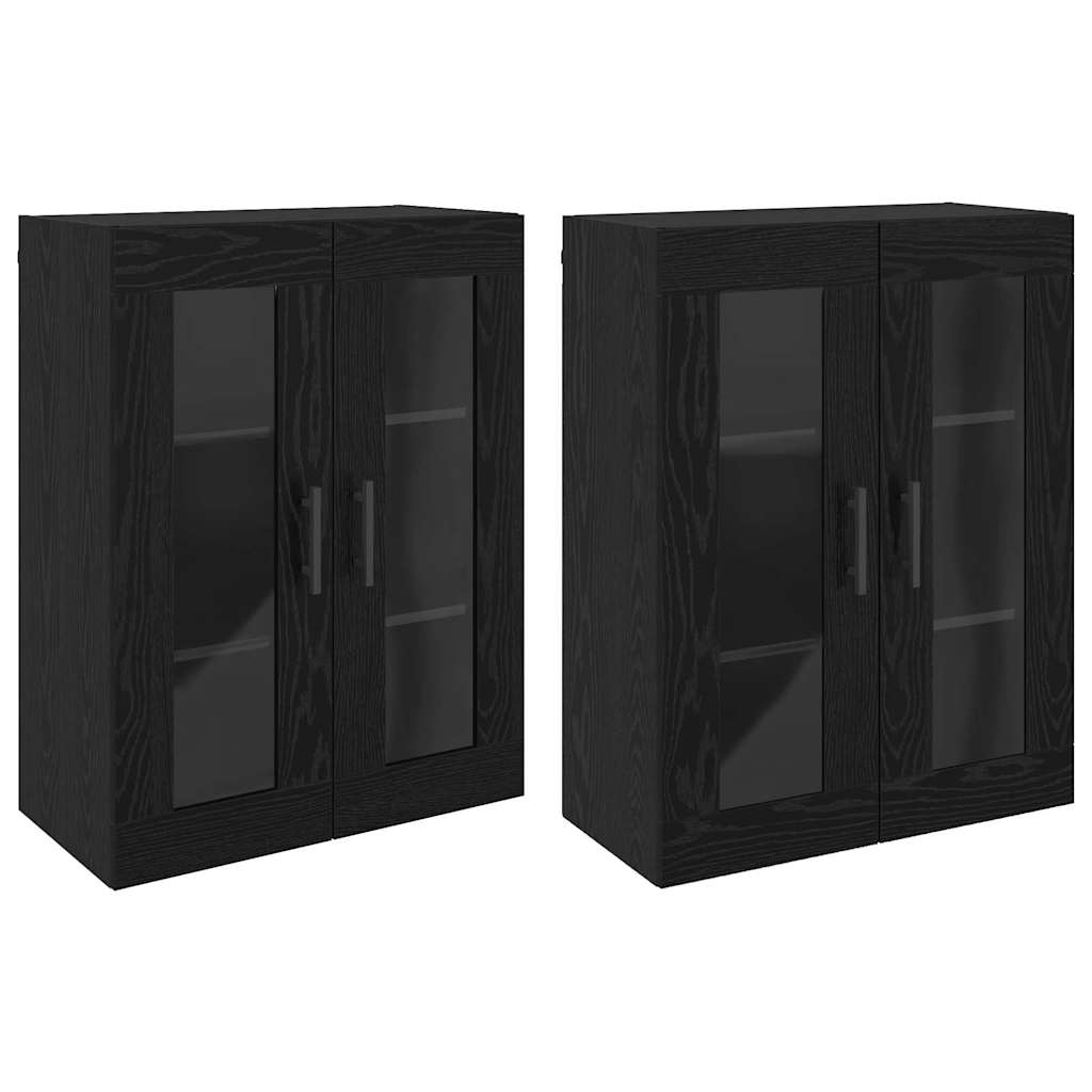 vidaXL Meubles hauts muraux 2 pcs Noir aspect chêne