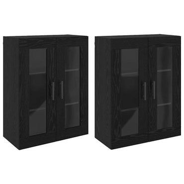 vidaXL Meubles hauts muraux 2 pcs Noir aspect chêne