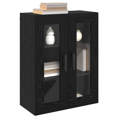 vidaXL Meubles hauts muraux 2 pcs Noir aspect chêne