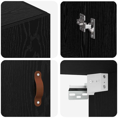 Wandschrank 2 pcs Schwarz Eichen-Optik 69,5 x 34 x 90 cm