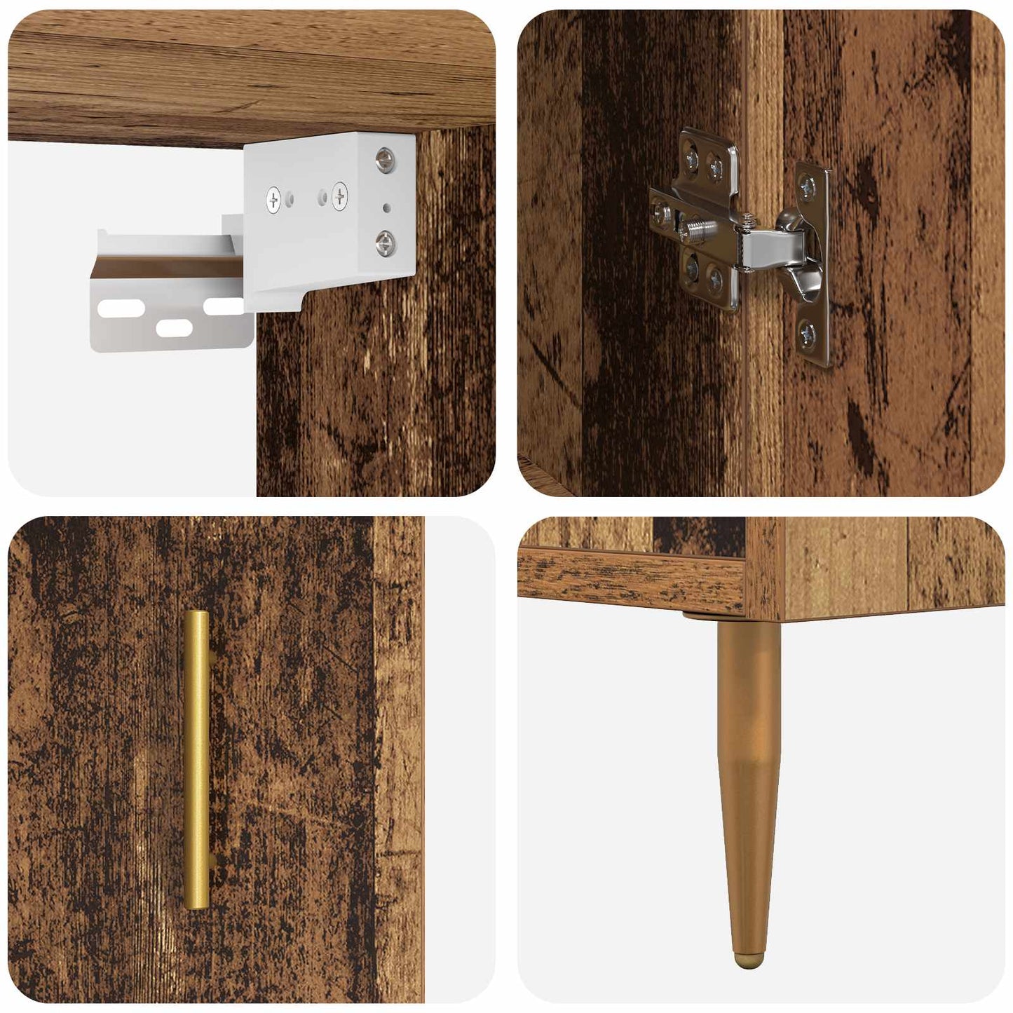vidaXL Highboard Wandmontiert Altholz 69,5 x 34 x 180 cm Holzwerkstoff