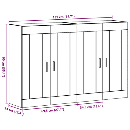 vidaXL Armoires murales 2 pcs Chêne artisan 69,5 x 34 x 90 cm