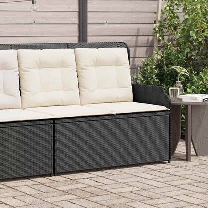 vidaXL Banc de jardin avec coussins Noir et blanc crème Rotin synthétique