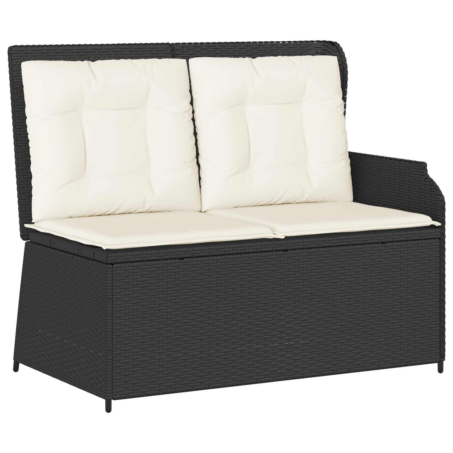 vidaXL Banc de jardin avec coussins Noir et blanc crème Rotin synthétique