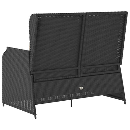 vidaXL Banc de jardin avec coussins Noir et blanc crème Rotin synthétique