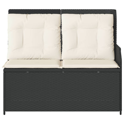 vidaXL Banc de jardin avec coussins Noir et blanc crème Rotin synthétique
