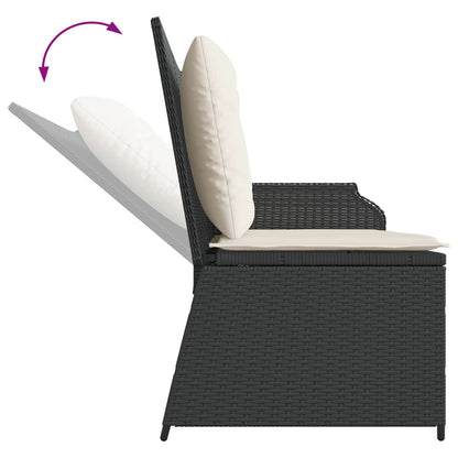 vidaXL Banc de jardin avec coussins Noir et blanc crème Rotin synthétique