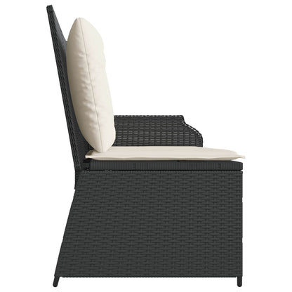 vidaXL Banc de jardin avec coussins Noir et blanc crème Rotin synthétique