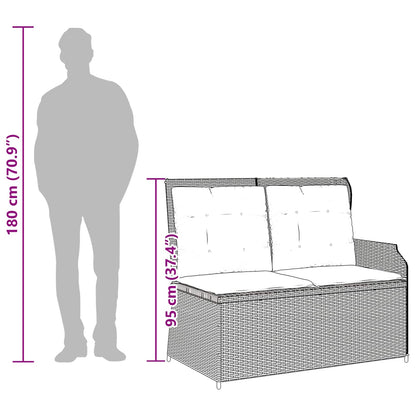 vidaXL Banc de jardin avec coussins Noir et blanc crème Rotin synthétique