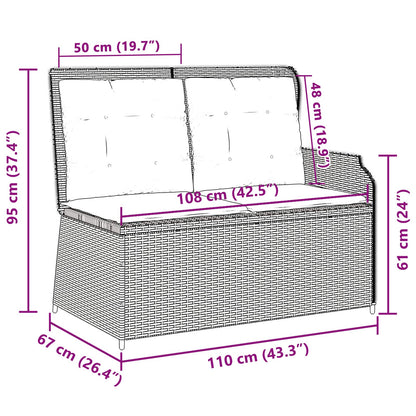 vidaXL Banc de jardin avec coussins Noir et blanc crème Rotin synthétique