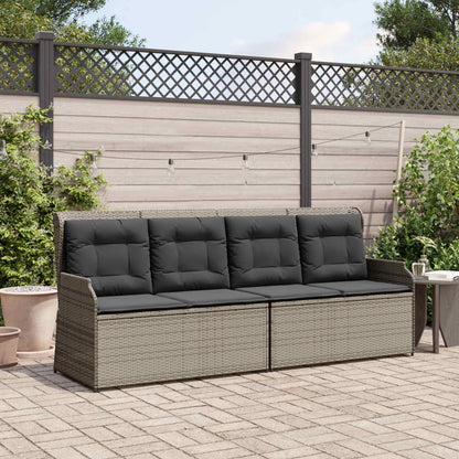 Gartenbank mit Kissen Grau Poly-Rattan