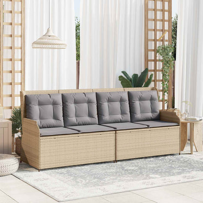vidaXL Banc de jardin avec coussins beige et gris en résine tressée