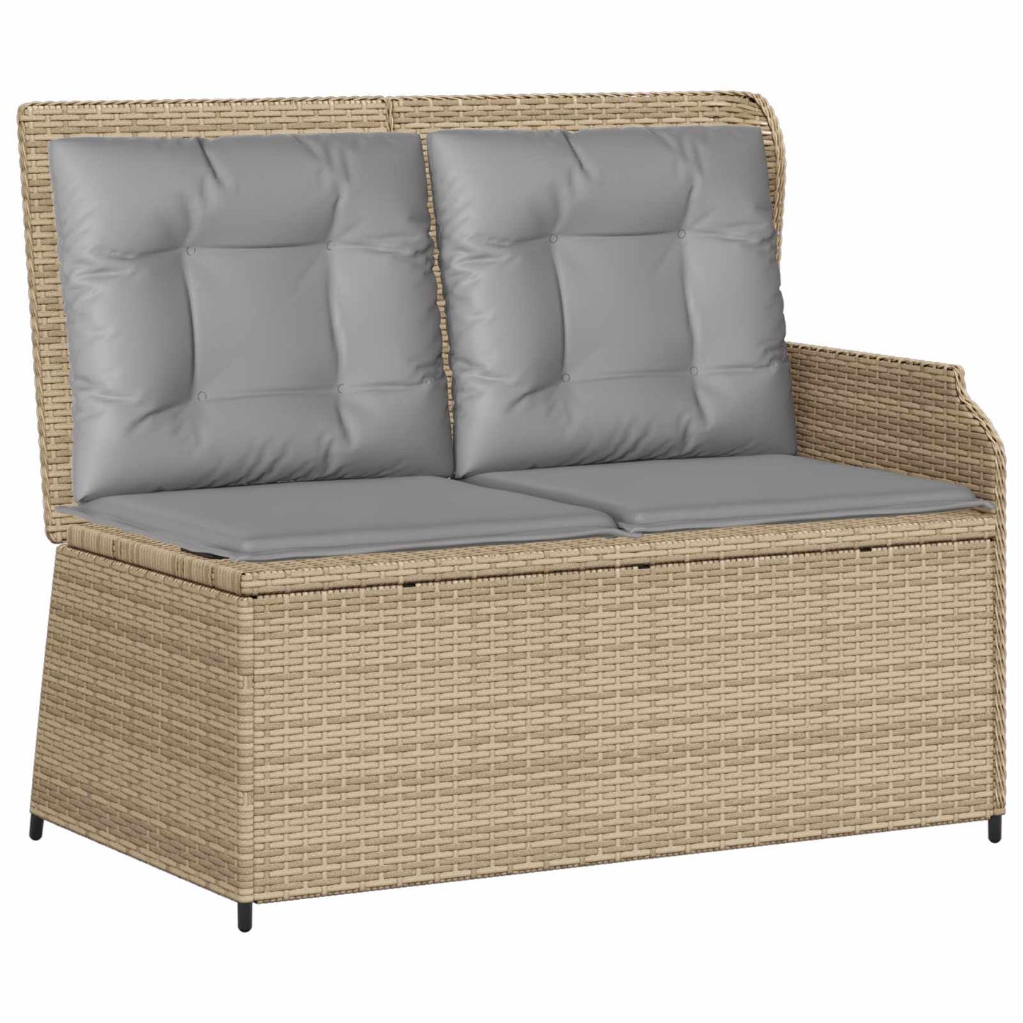 vidaXL Banc de jardin avec coussins beige et gris en résine tressée