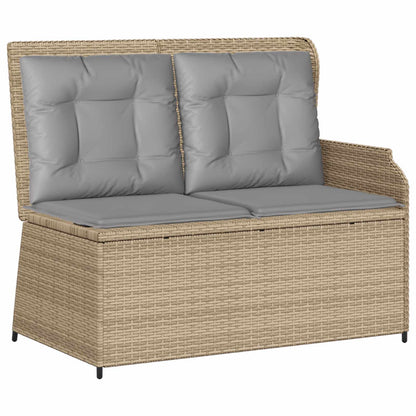vidaXL Banc de jardin avec coussins beige et gris en résine tressée