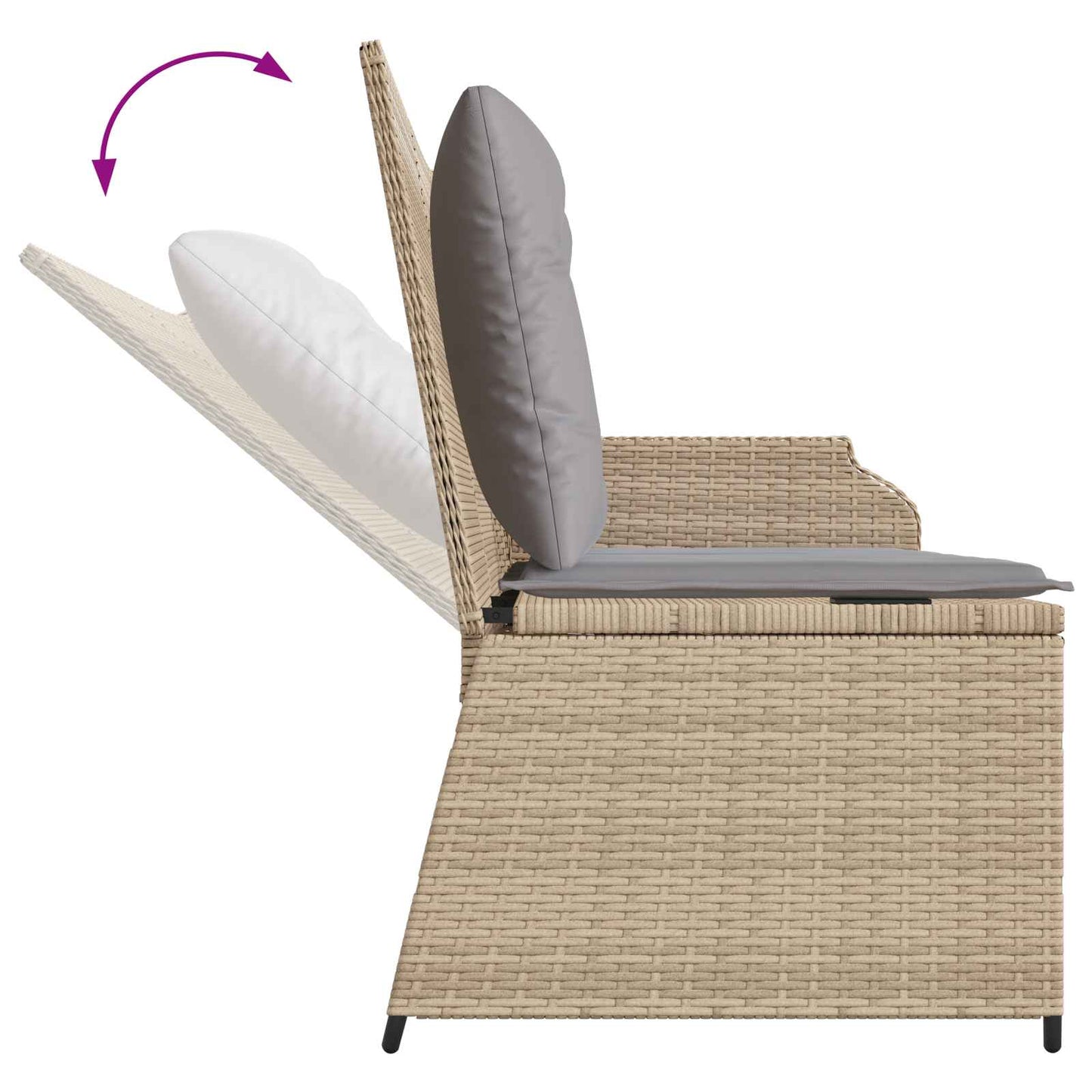 vidaXL Banc de jardin avec coussins beige et gris en résine tressée