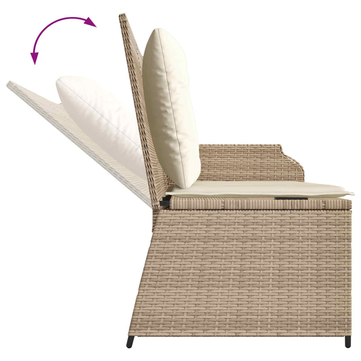 vidaXL Banc de jardin avec coussins Noir et blanc crème Résine tressée