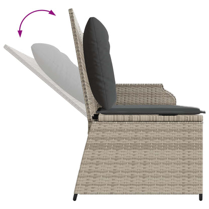 Gartenbank mit Kissen Hellgrau Poly-Rattan