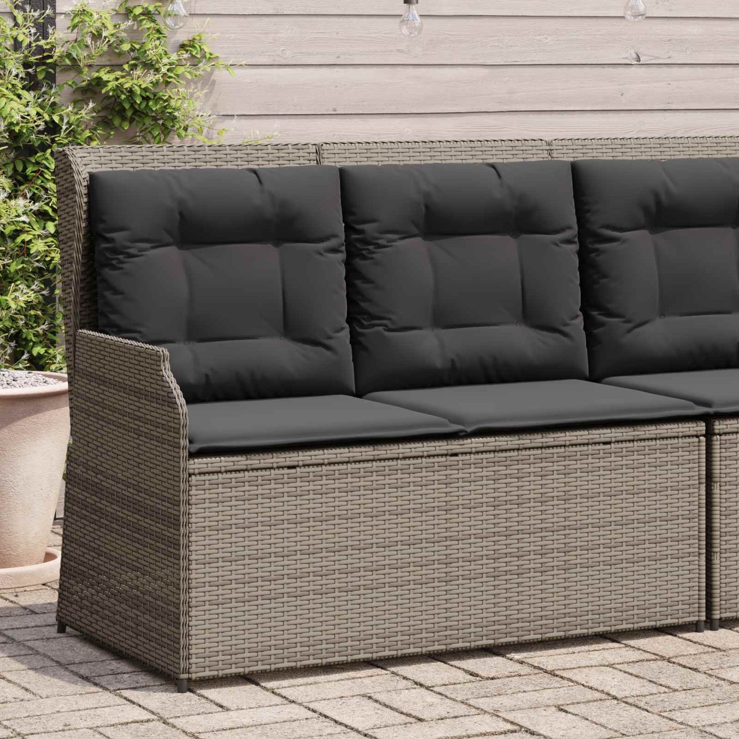 vidaXL Banc de jardin gris en résine tressée