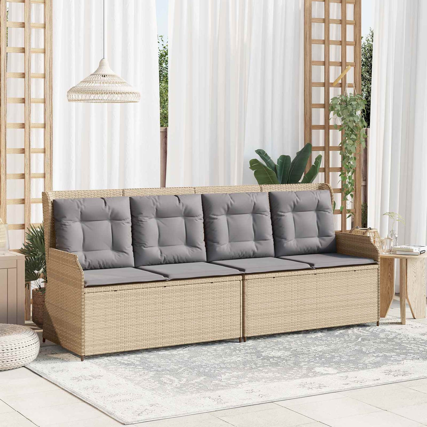 vidaXL Banc de jardin beige en résine tressée