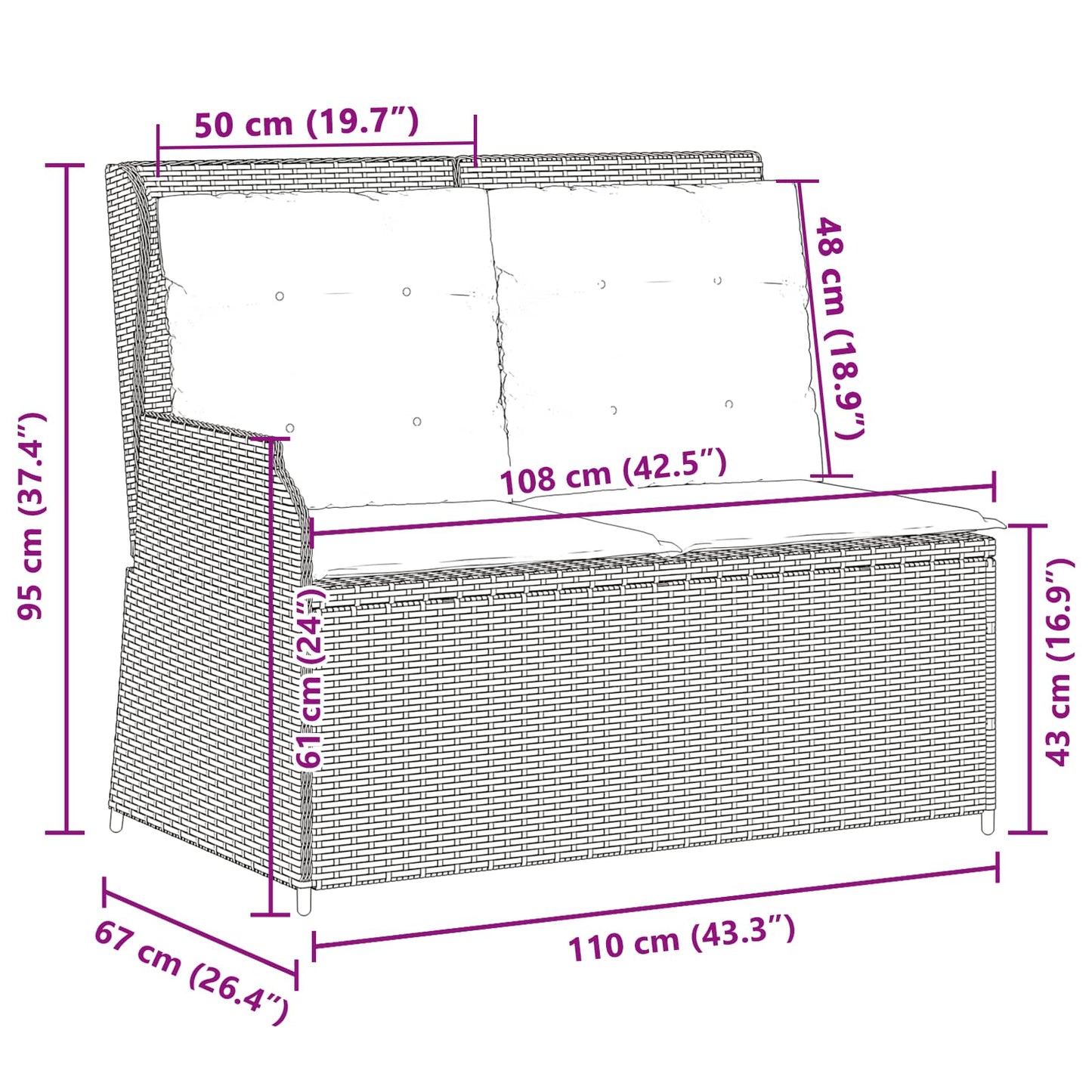 vidaXL Banc de jardin beige en résine tressée