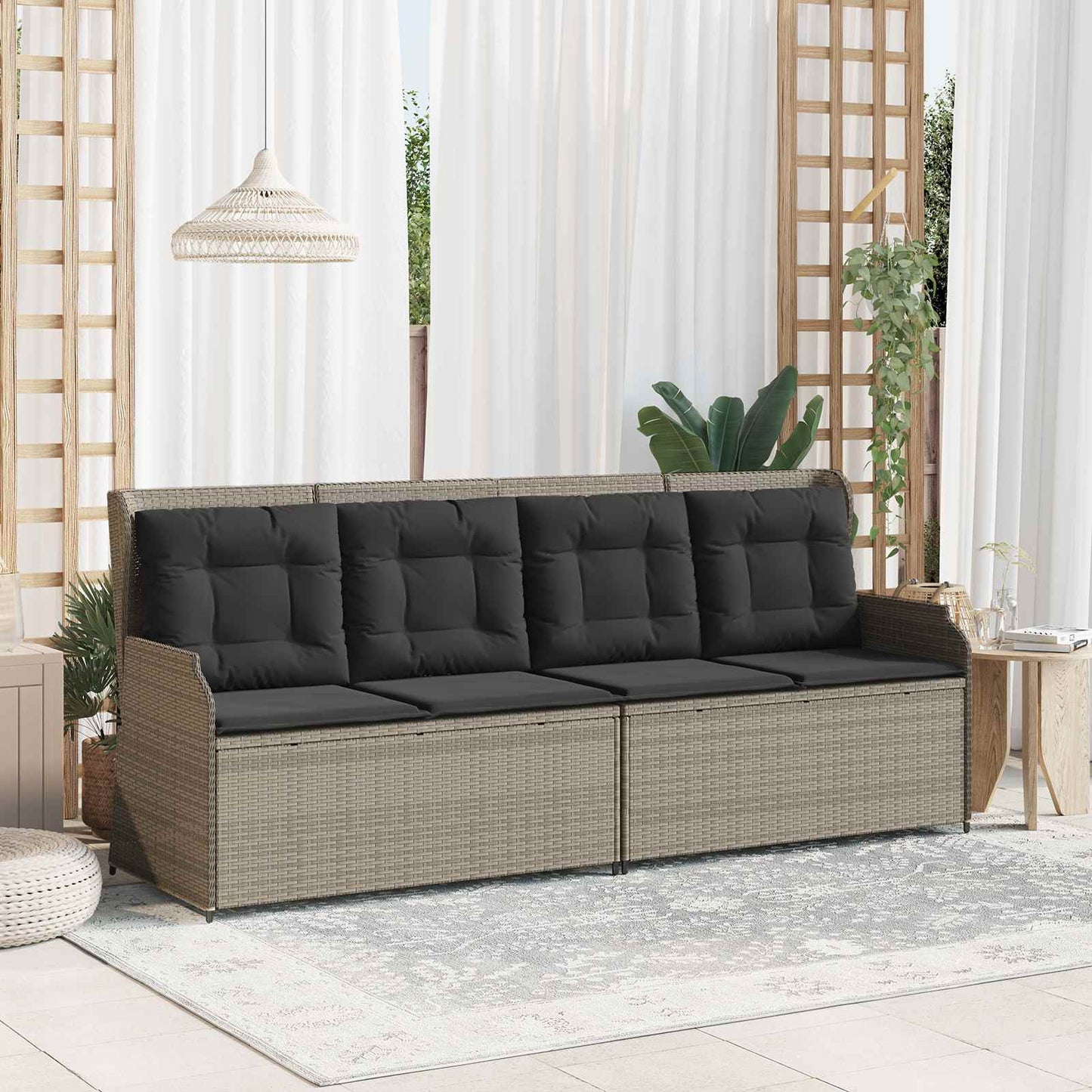 vidaXL Banc de jardin gris clair en résine tressée