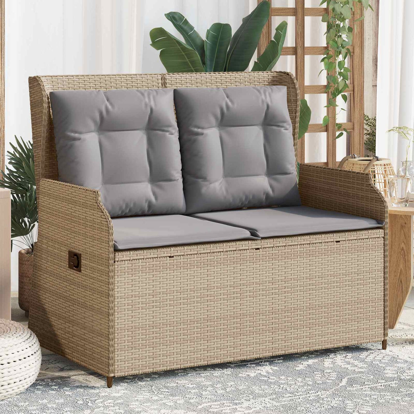 Banc de jardin vidaXL beige en résine tressée