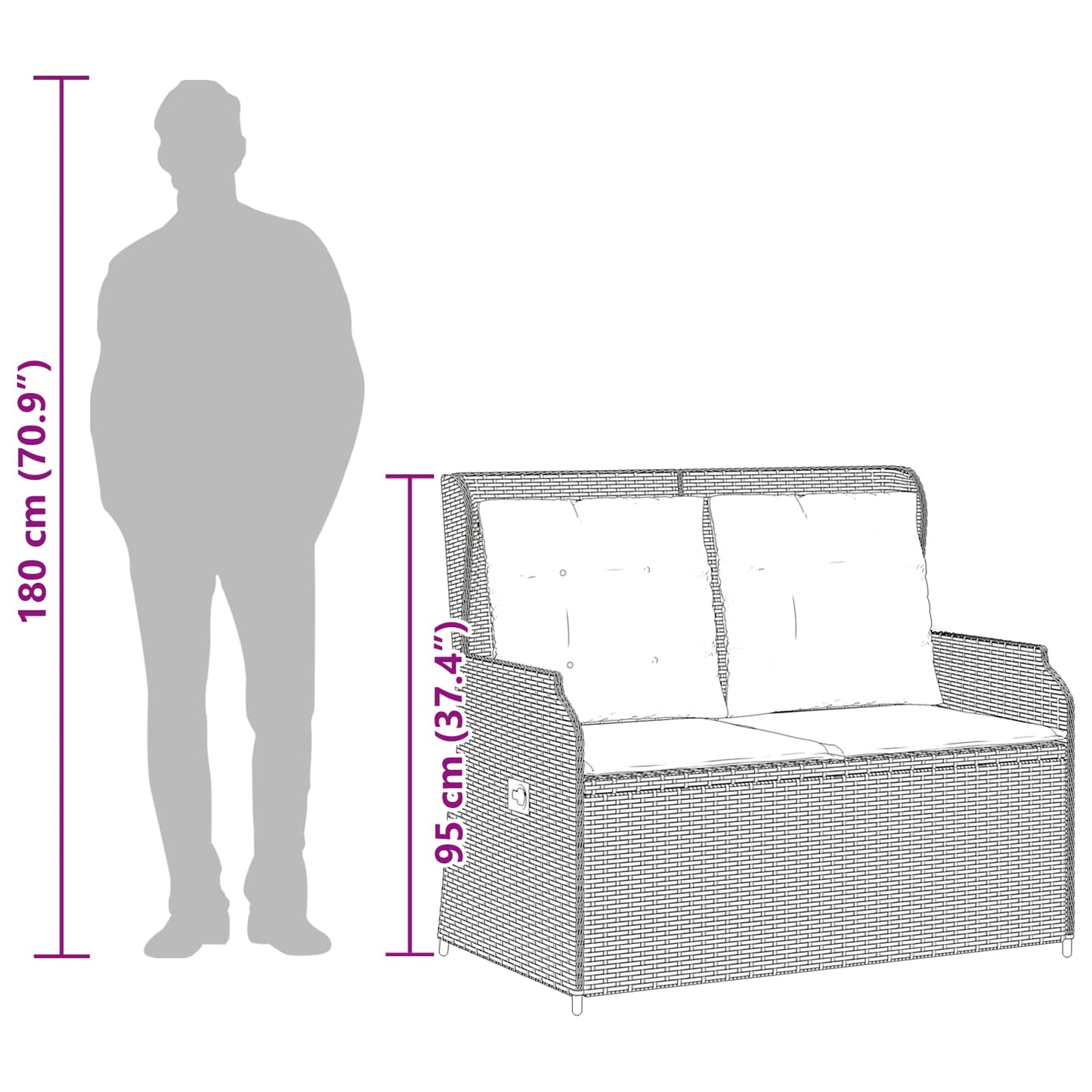 Banc de jardin vidaXL beige en résine tressée