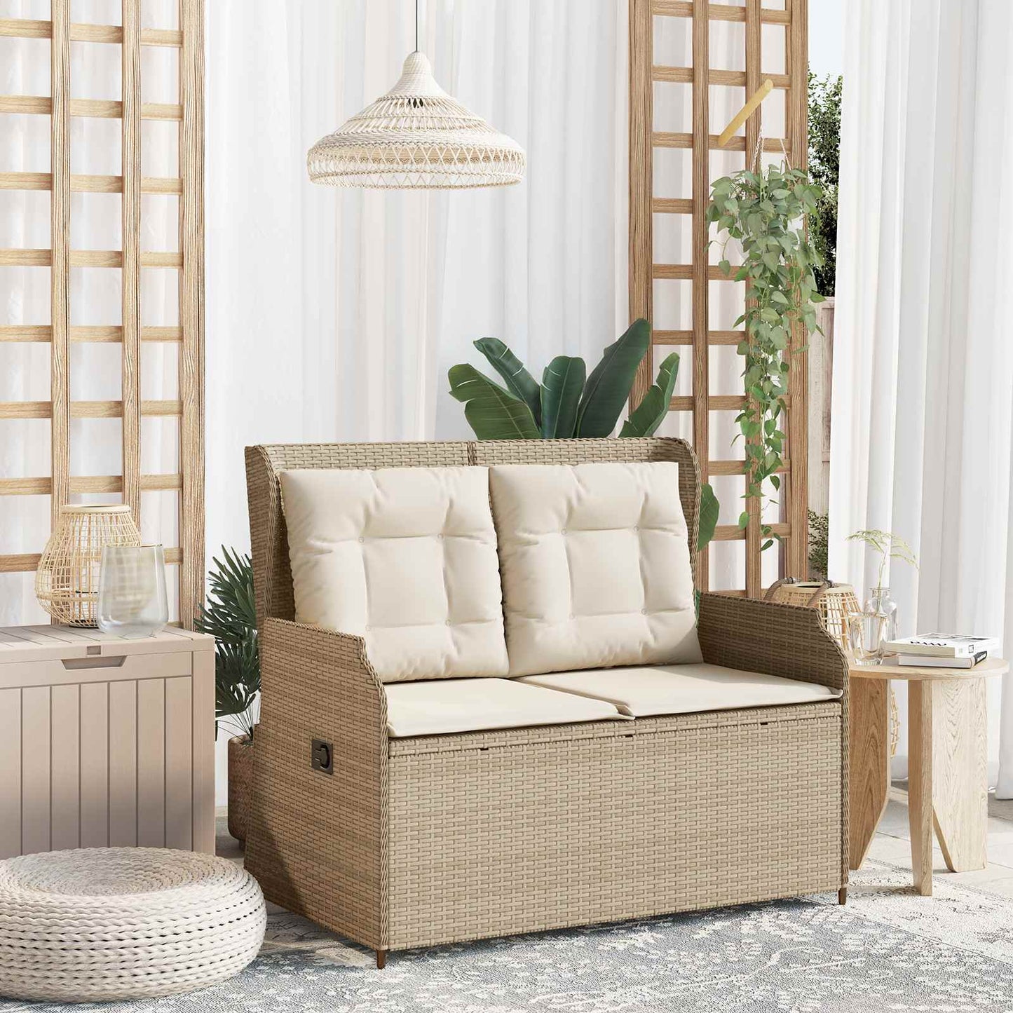 vidaXL Banc de jardin beige en résine tressée