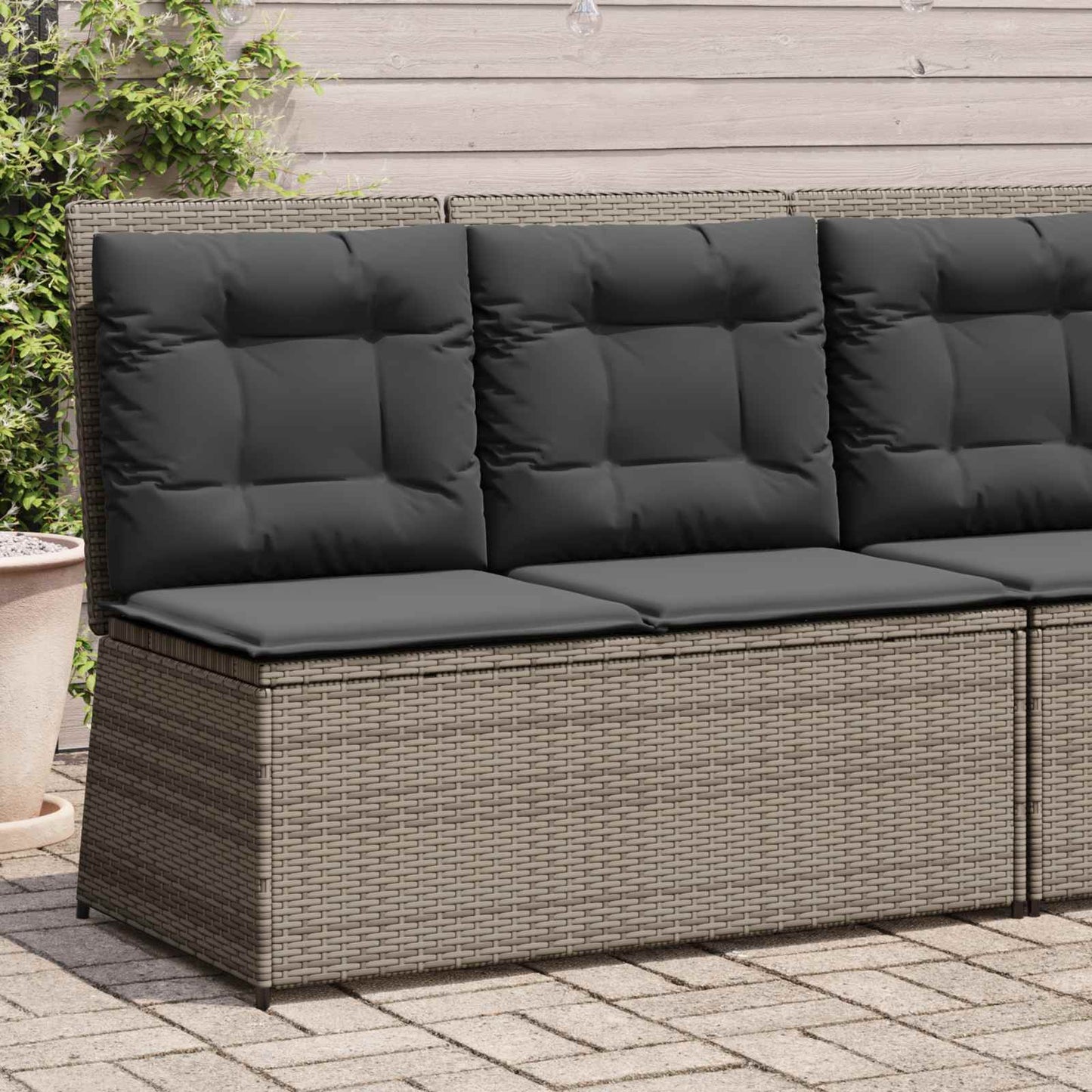 vidaXL Gartenbank Grau Poly-Rattan
