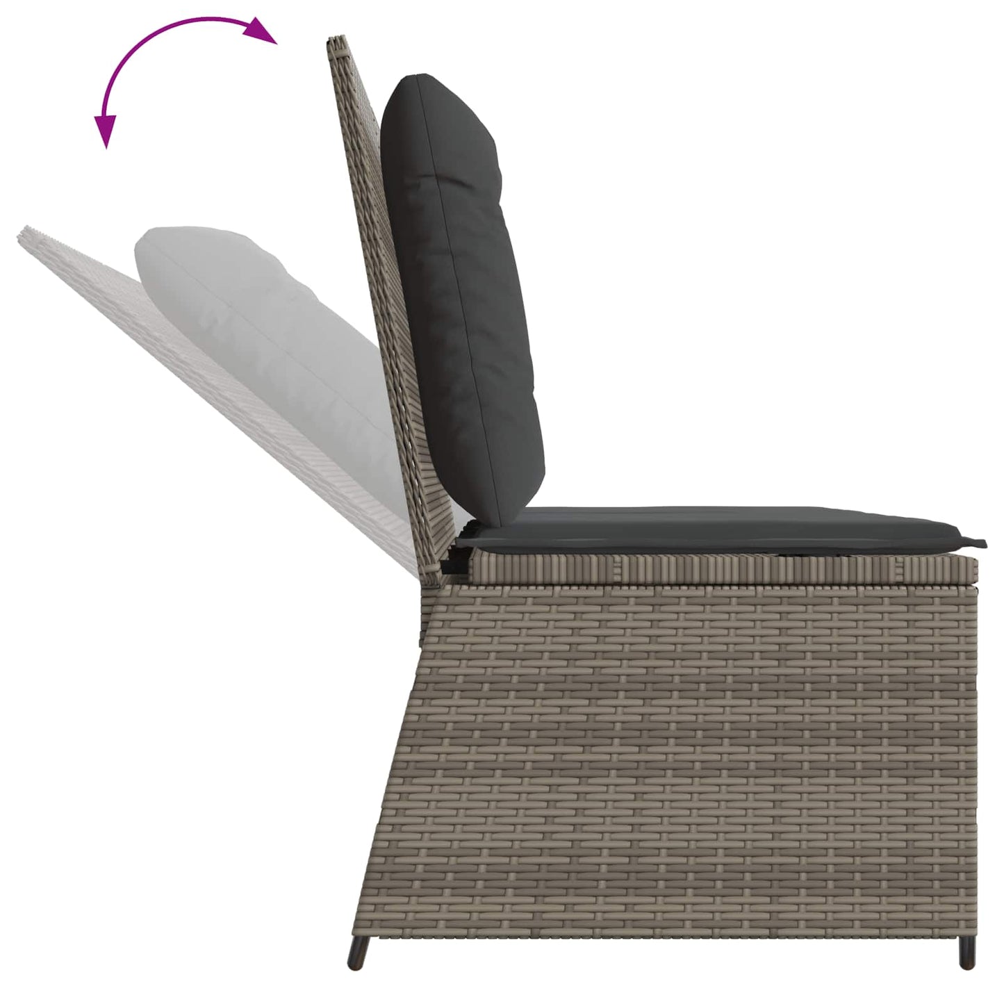 vidaXL Gartenbank Grau Poly-Rattan