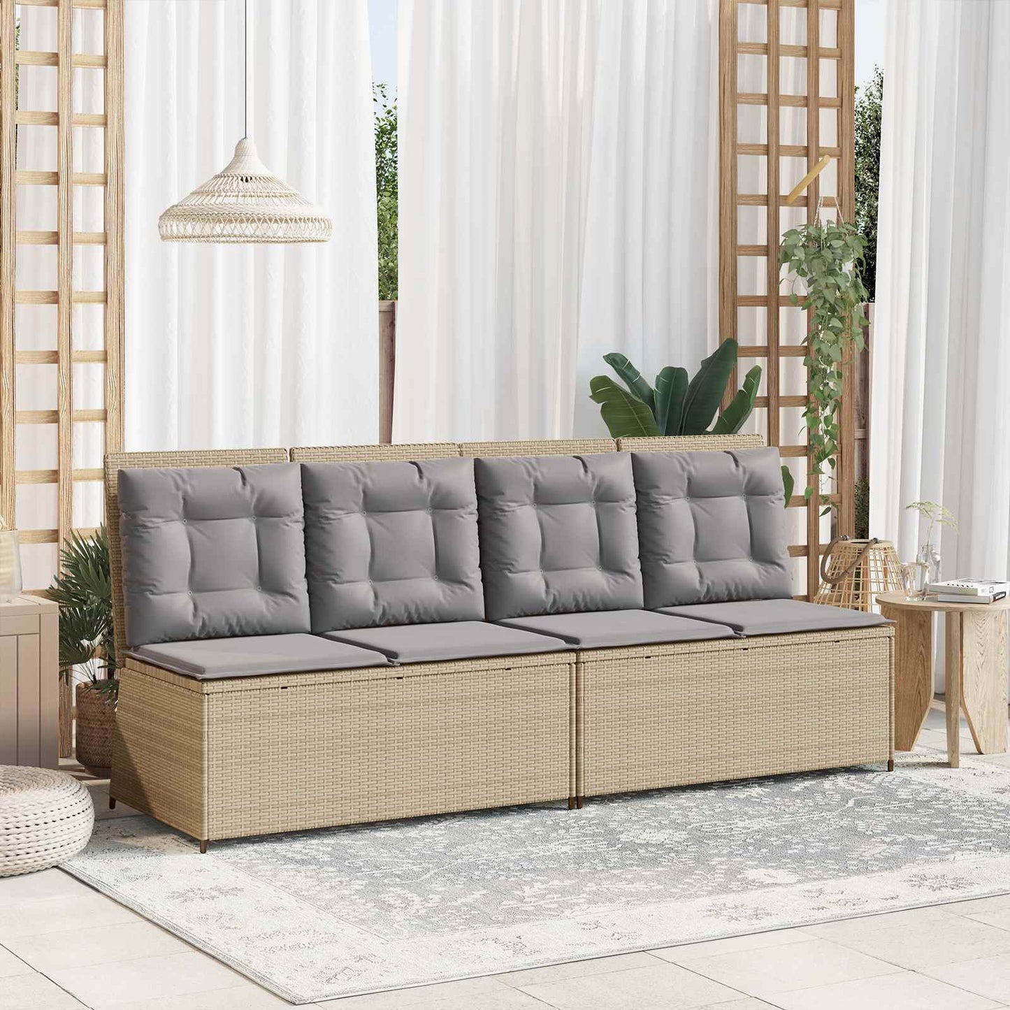 vidaXL Gartenbank Beige Poly-Rattan