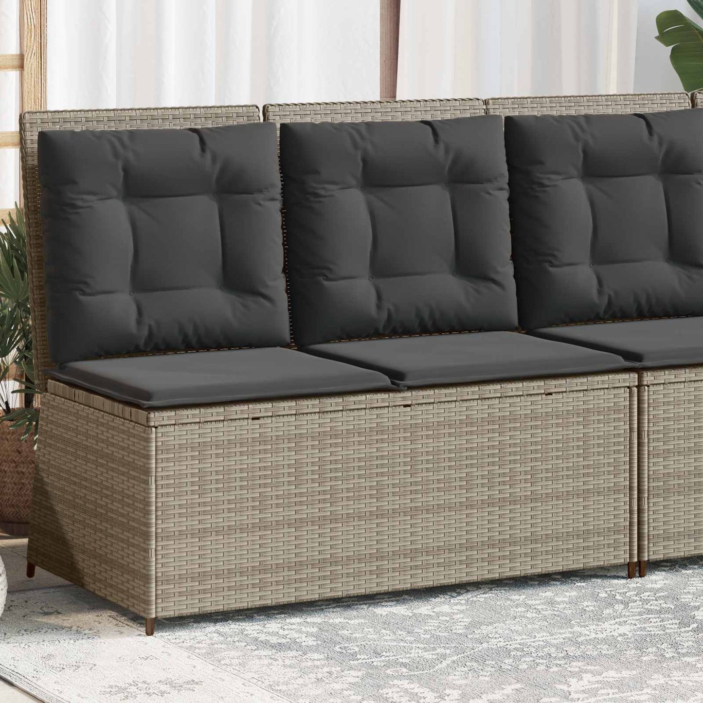 vidaXL Gartenbank Hellgrau Poly-Rattan