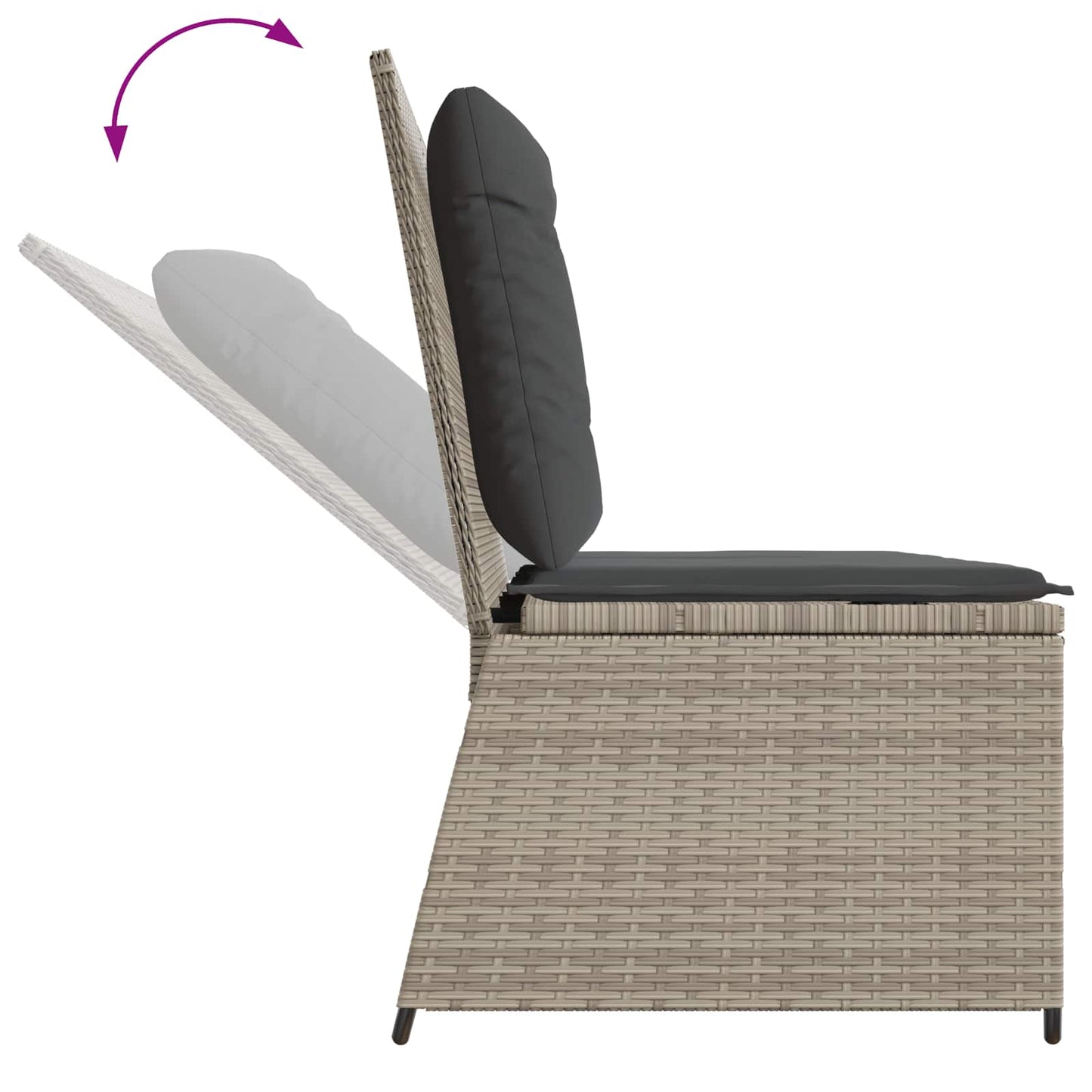 vidaXL Gartenbank Hellgrau Poly-Rattan