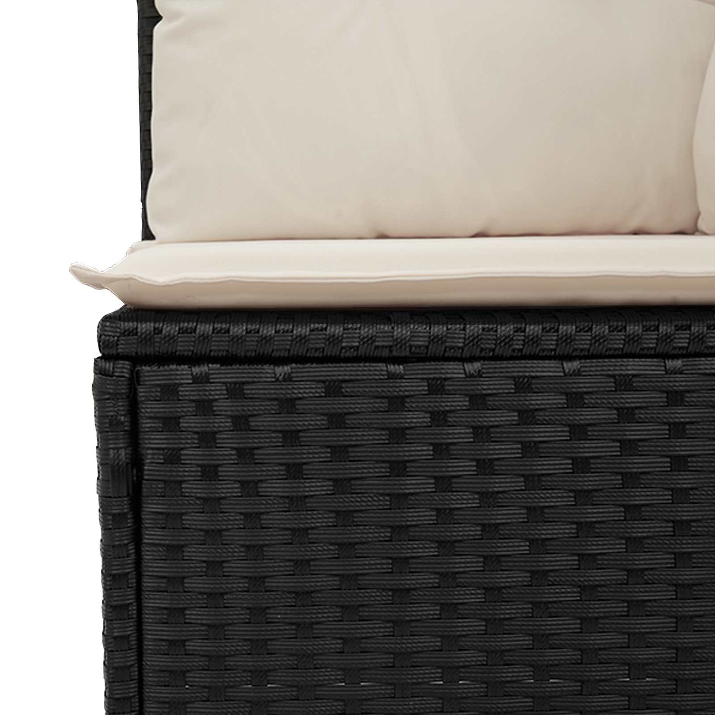 Garten-Sofa mit Kissen Schwarz und Cremeweiß Poly-Rattan