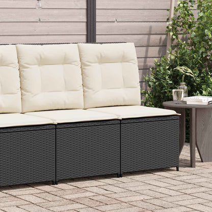 Garten-Sofa mit Kissen Schwarz und Cremeweiß Poly-Rattan