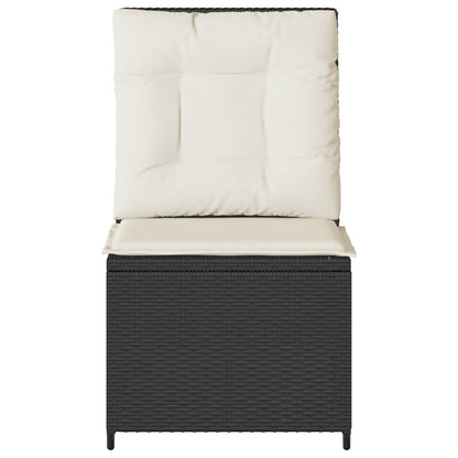 Garten-Sofa mit Kissen Schwarz und Cremeweiß Poly-Rattan