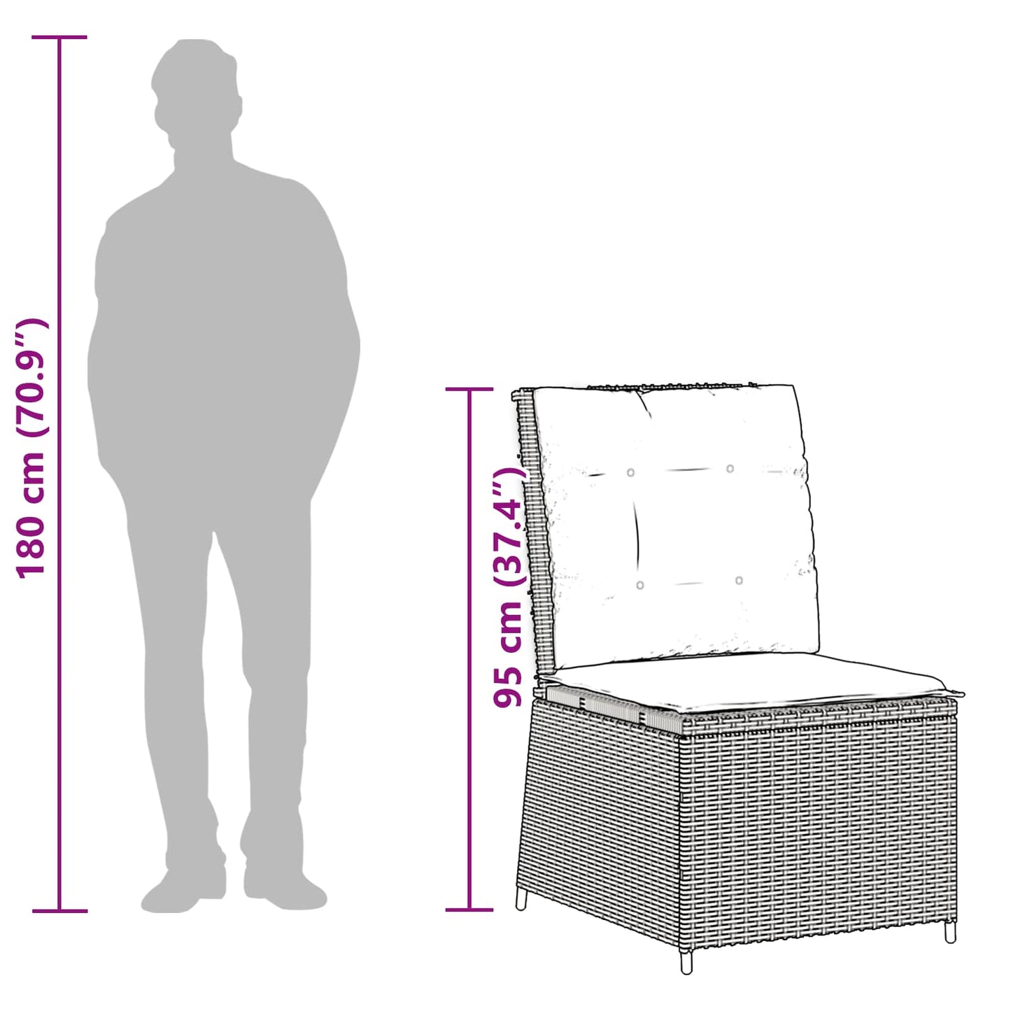 Garten-Sofa mit Kissen Schwarz und Cremeweiß Poly-Rattan