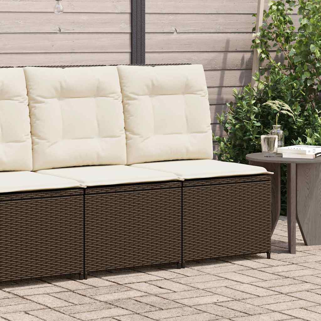 vidaXL Garten-Sofa mit Kissen Schwarz und Cremeweiß Poly-Rattan