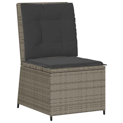 vidaXL Garten-Sofa mit Kissen Grau Poly-Rattan
