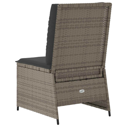 vidaXL Garten-Sofa mit Kissen Grau Poly-Rattan