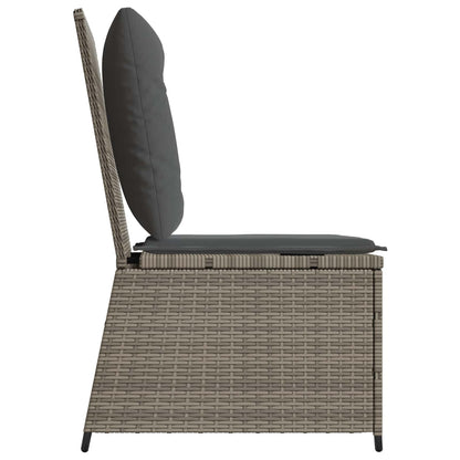 vidaXL Garten-Sofa mit Kissen Grau Poly-Rattan