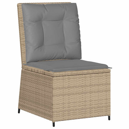 Garten-Sofa mit Kissen Beige und Grau Poly-Rattan