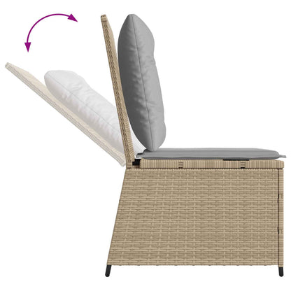 Garten-Sofa mit Kissen Beige und Grau Poly-Rattan