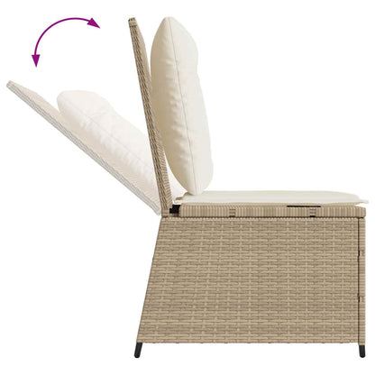 Garten-Sofa mit Kissen Schwarz und Cremeweiß Poly-Rattan