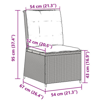 Garten-Sofa mit Kissen Schwarz und Cremeweiß Poly-Rattan