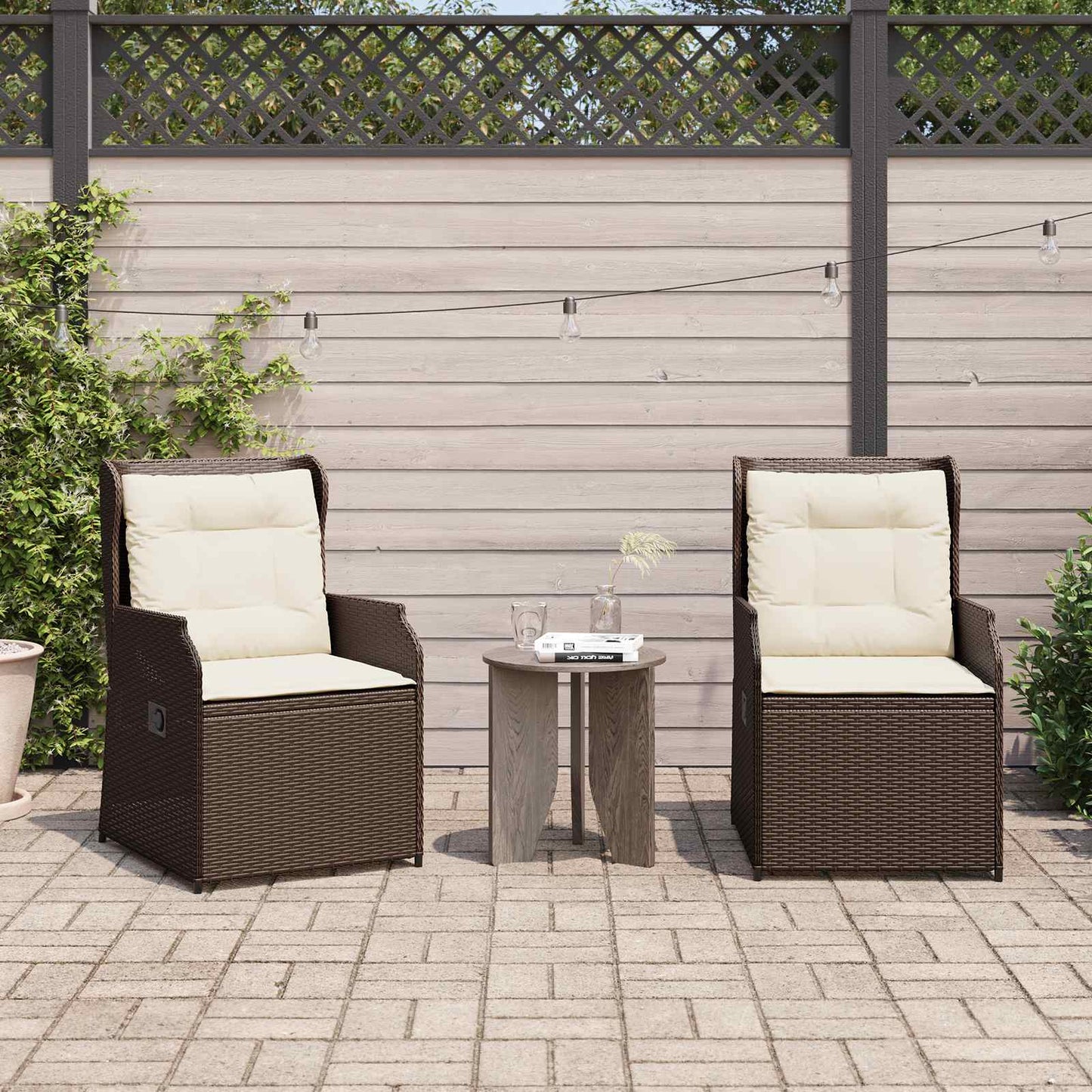 vidaXL Gartenbank 2 pcs Braun Poly-Rattan