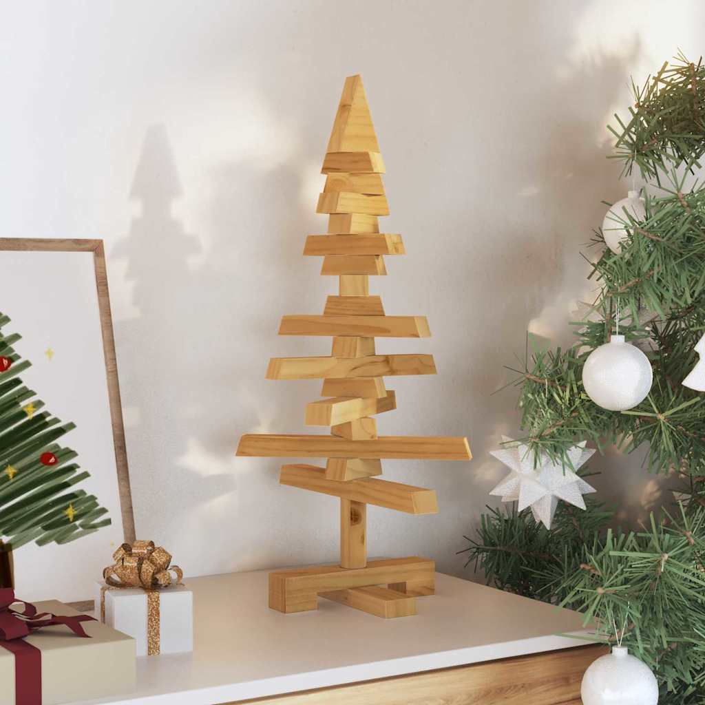 vidaXL Holz Weihnachtsbaum mit Ständer Braun 60 cm Massivholz Kiefer