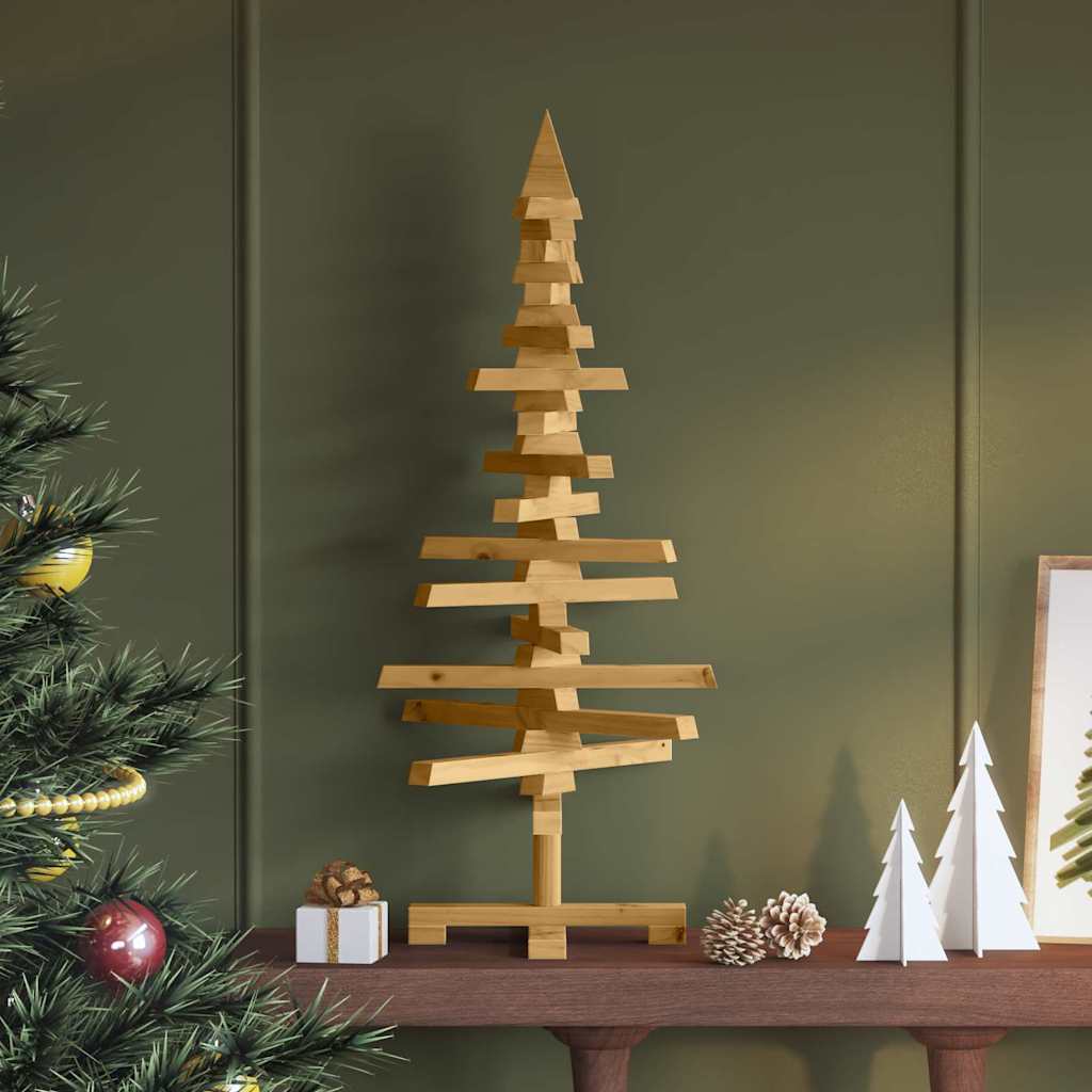 vidaXL Holz Weihnachtsbaum mit Ständer Braun 90 cm Massivholz Kiefer