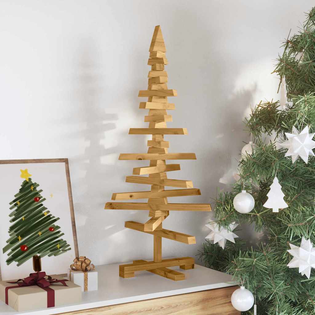 vidaXL Holz Weihnachtsbaum mit Ständer Braun 90 cm Massivholz Kiefer