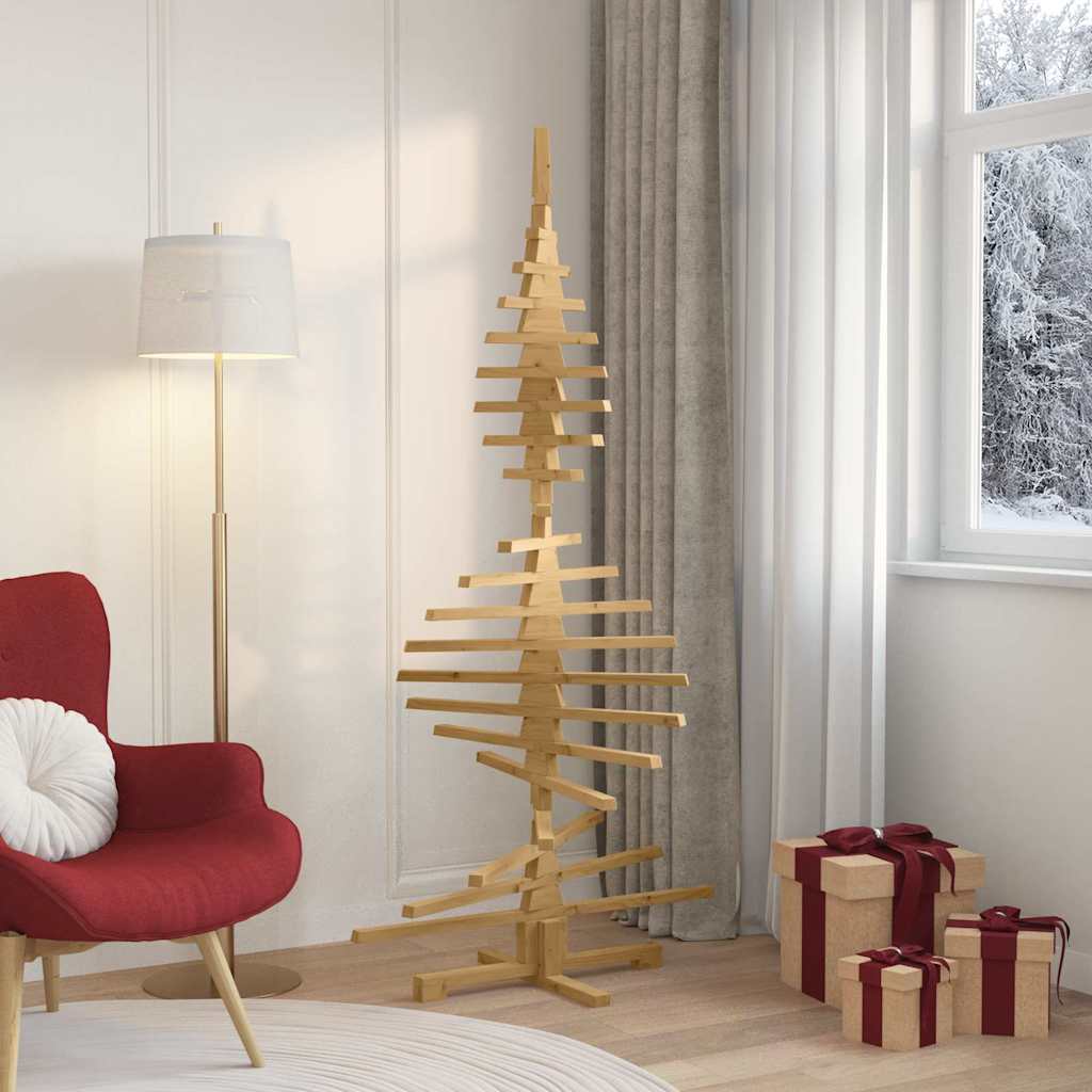 vidaXL Holz Weihnachtsbaum mit Ständer Braun 180 cm Massivholz Kiefer